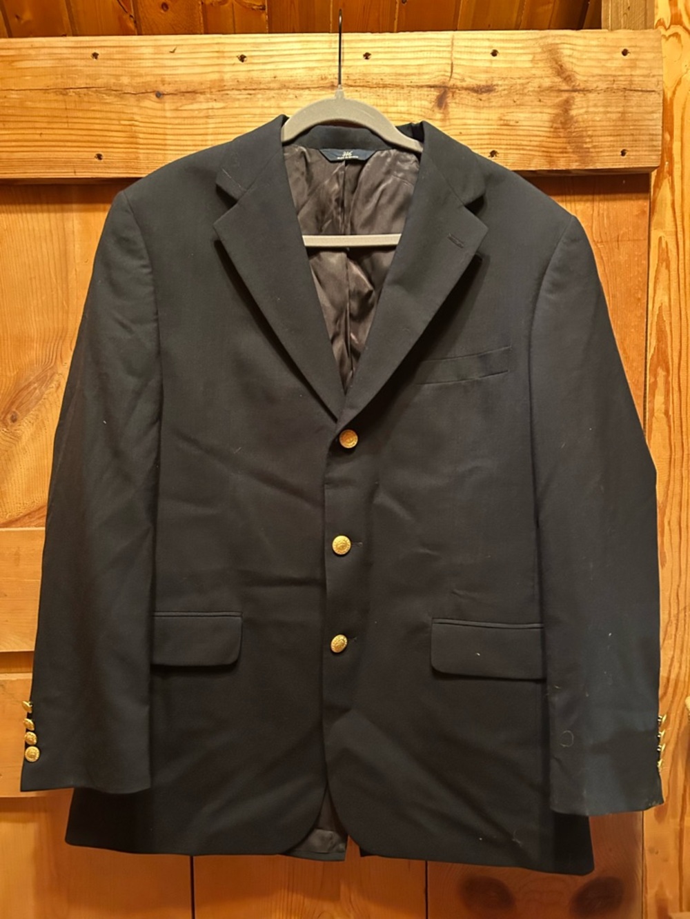 Brooks Brothers Navy Wool Blazer with Gold Buttons
